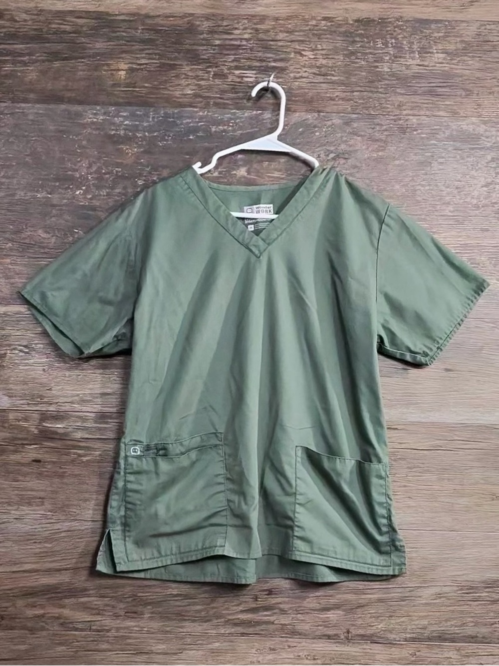 WonderWink Olive Green V-Neck Scrub Top